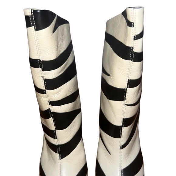 NEW NIB Isabel Marant Leebu Zebra Stripe Leather Boots - Picture 5 of 14